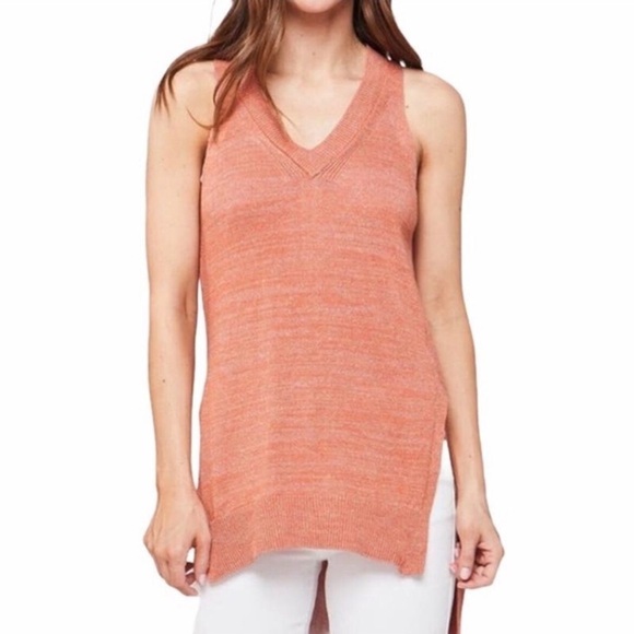 Anthropologie Sleeveless V Neck Sweater High Low Navy Blue Size Medium - Picture 10 of 10